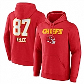 Men's Kansas City Chiefs #87 Travis Kelce Red Wordmark Player Name & Number Pullover Hoodie,baseball caps,new era cap wholesale,wholesale hats
